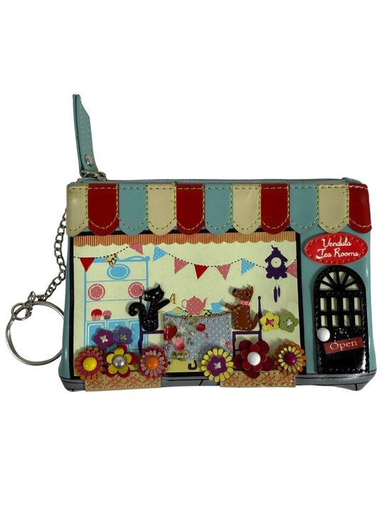 Vendula London Handbags - Vendula London Tea Rooms Design Wallet w/ Keychain Faux Leather Multi-Color